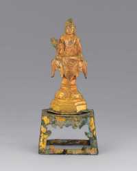 唐中期  铜鎏金佛立像